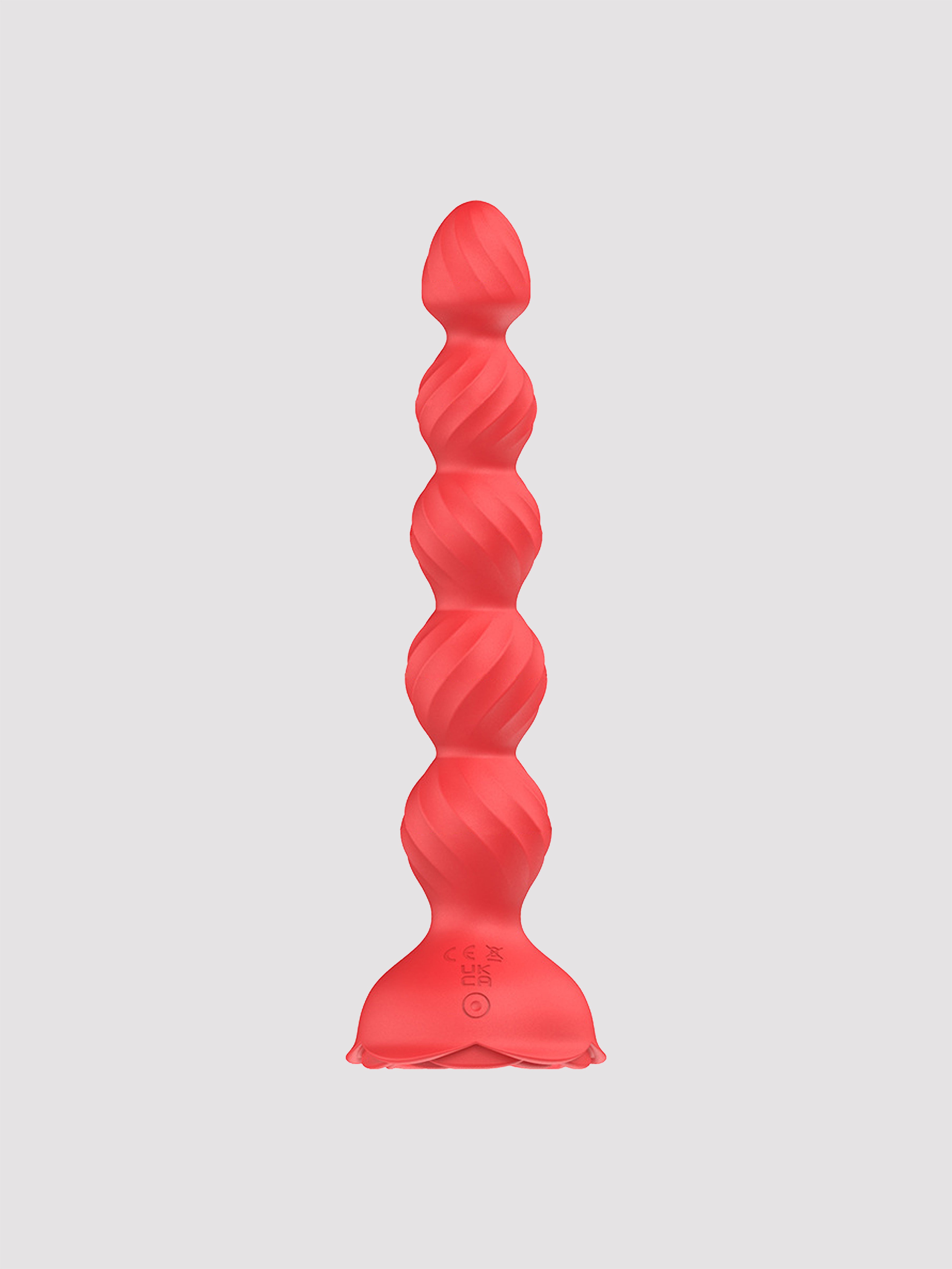Rose-shaped glowing rose 5-bead anal massager with dual-action clitoral suction and vibration.