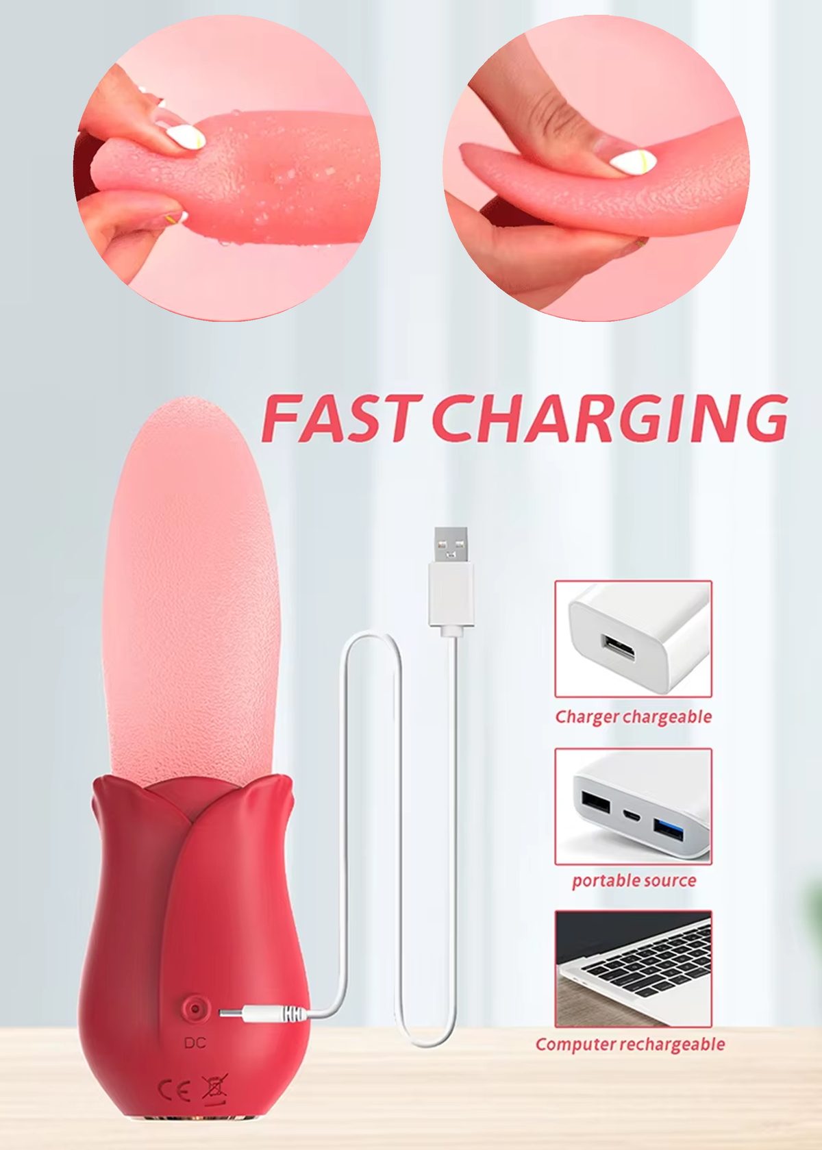 Tongue Licking Clitoral Vibrator Rose Oral Stimulator