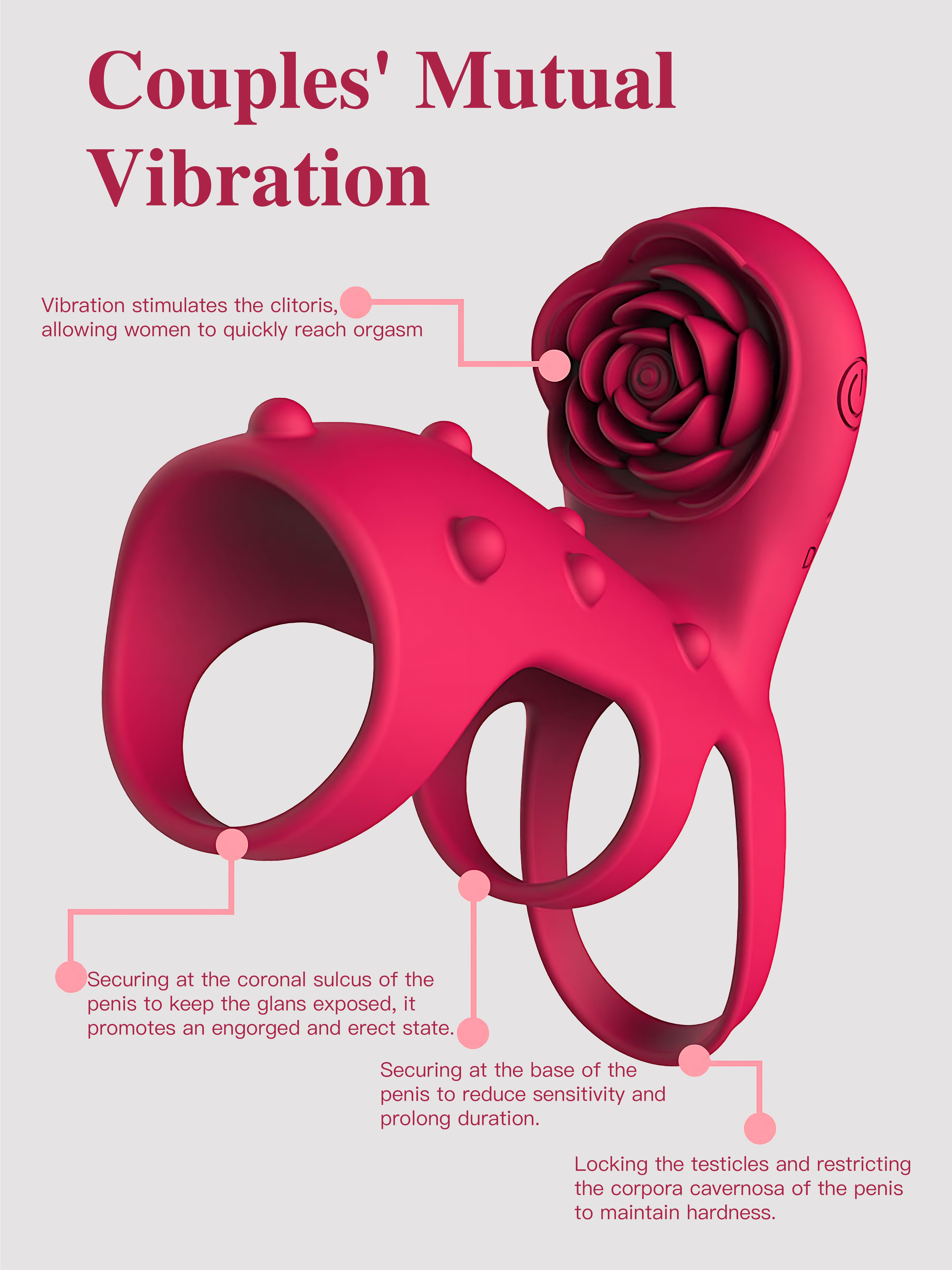 Rose Vibrating Cock Ring with Delay